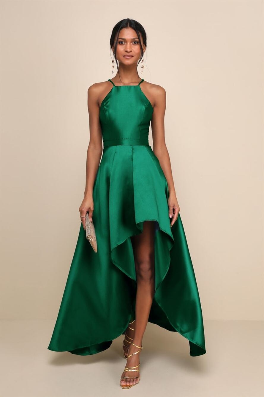 Lulus Broadway Show Emerald Green High-Low Gown Ball Holiday Party Extra Small